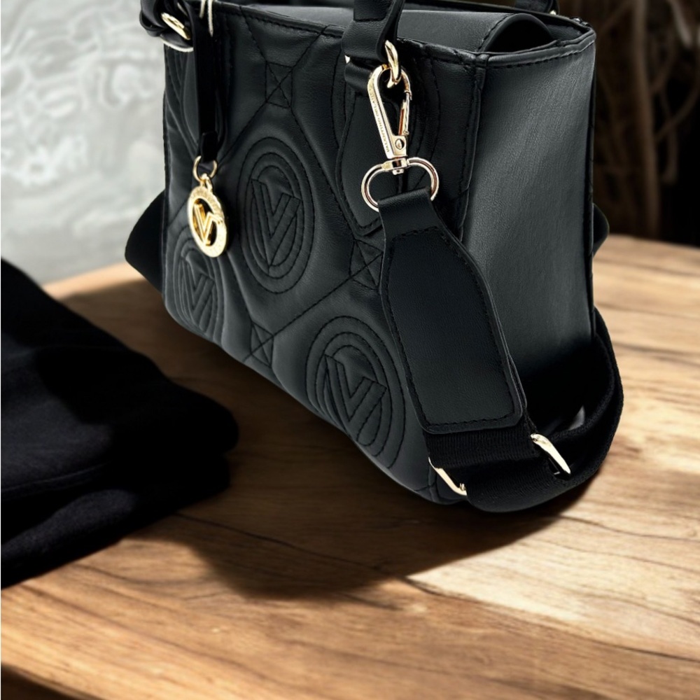 Valentino Orlandi Black Tote with Gold Accents